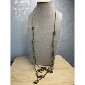 Loft Long Chain Necklace With Oval & Round Beads